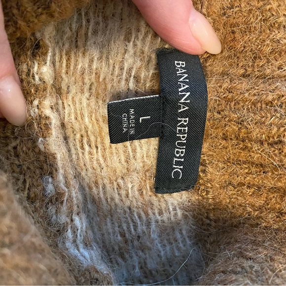 Banana Republic Womens Alpaca Blend Sweater Brown & Tan Fair Isle - Picture 2 of 6